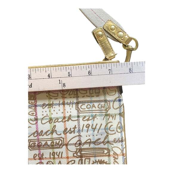 COACH Script Signature Graffiti Small Crossbody Bag Khaki Metallic Canvas Y2K - Picture 12 of 12